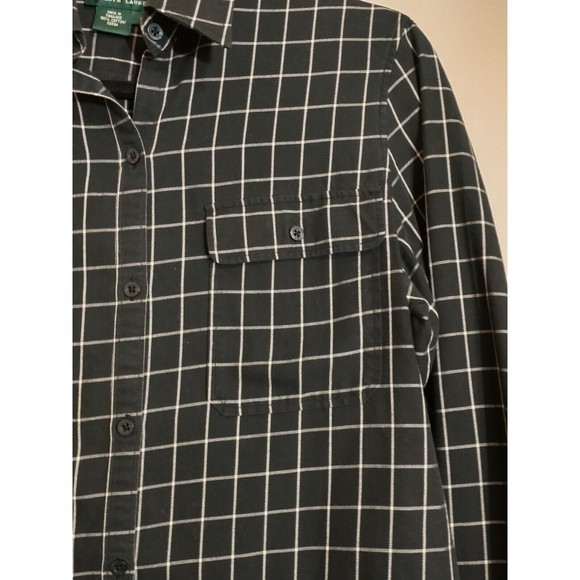 Lauren Ralph Lauren Womens Window Pane Check Button Down Shirt Size Small Black - Picture 2 of 5